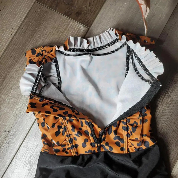 SHEIN Baby Girl Animal Print One Piece Ruffle Swimsuit Size 80 NWOT - Picture 5 of 9